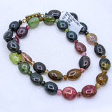 High Quality Certified 1  Line Natural Multi Tourmaline Oval Shaped Cabochon Cut Spiritual Healing Gemstone Beads Strand 925 Silver Necklace