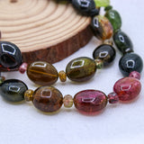 High Quality Certified 1  Line Natural Multi Tourmaline Oval Shaped Cabochon Cut Spiritual Healing Gemstone Beads Strand 925 Silver Necklace