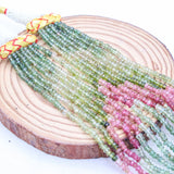 7 Line Natural Multi Tourmaline Round Faceted Spiritual Healing Gemstone Beads Strand Necklace