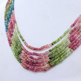 Certified 7 Line Natural Multi Tourmaline Round Faceted Spiritual Healing Gemstone Beads Strand Necklace