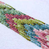 Certified 7 Line Natural Multi Tourmaline Round Faceted Spiritual Healing Gemstone Beads Strand Necklace