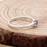 Tanzanite Sterling Silver Ring Natural Blue Violet Gemstone Solitaire Design