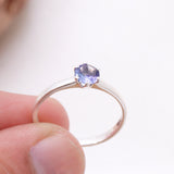 Tanzanite Sterling Silver Ring Natural Blue Violet Gemstone Solitaire Design