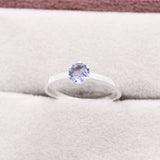 Tanzanite Sterling Silver Ring Natural Blue Violet Gemstone Solitaire Design