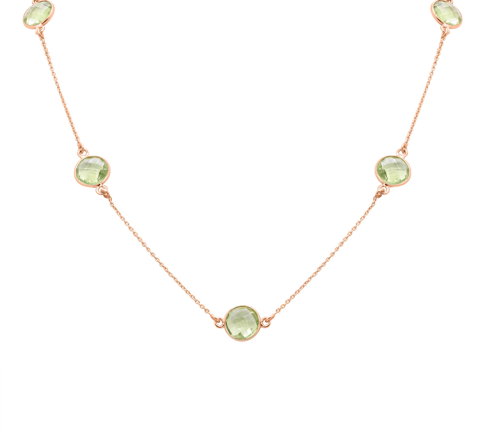 Natural Green Amethyst Gemstone 925 Sterling Silver Necklace