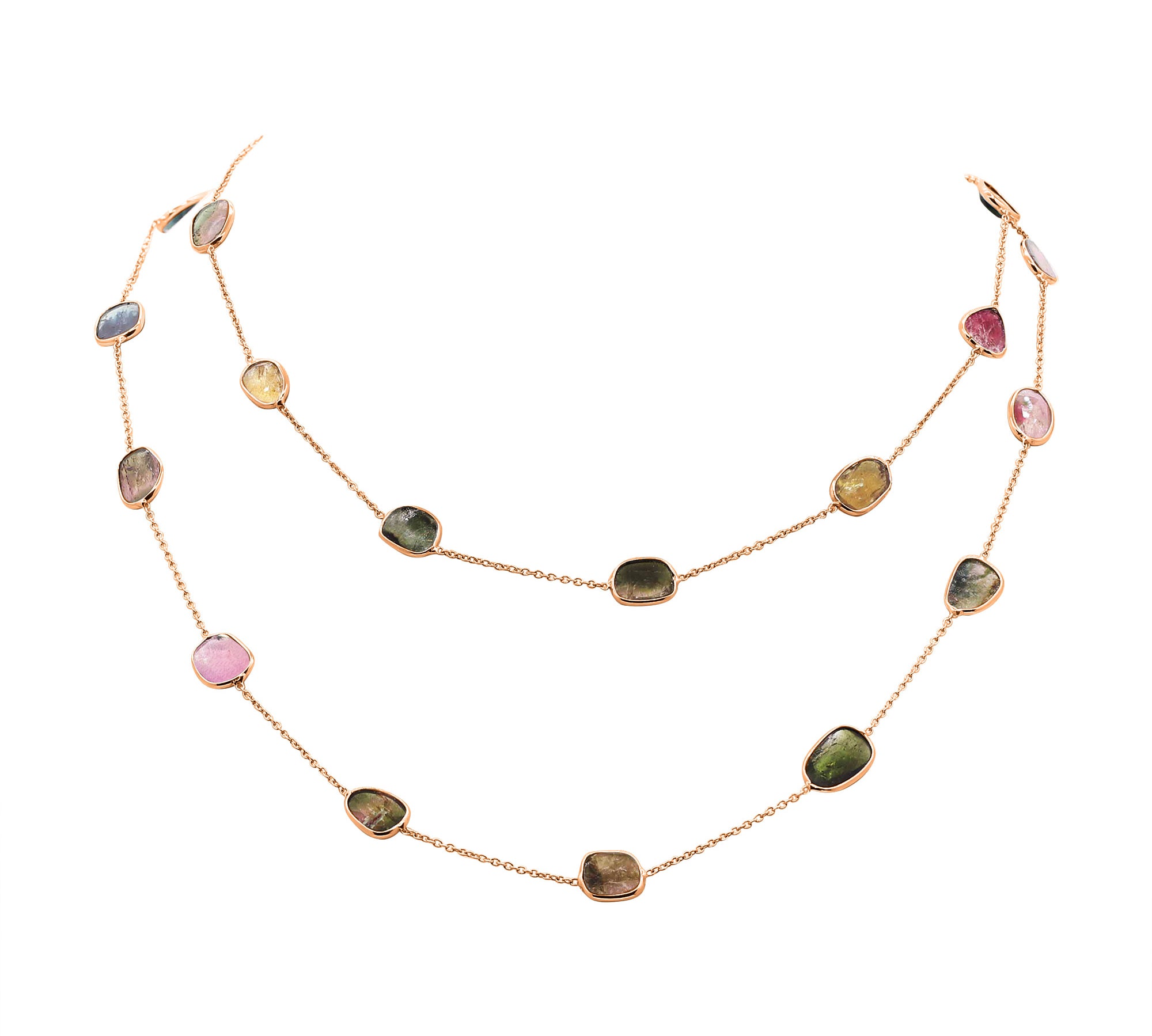 Natural Multi Tourmaline Gemstone 925 Sterling Silver Necklace