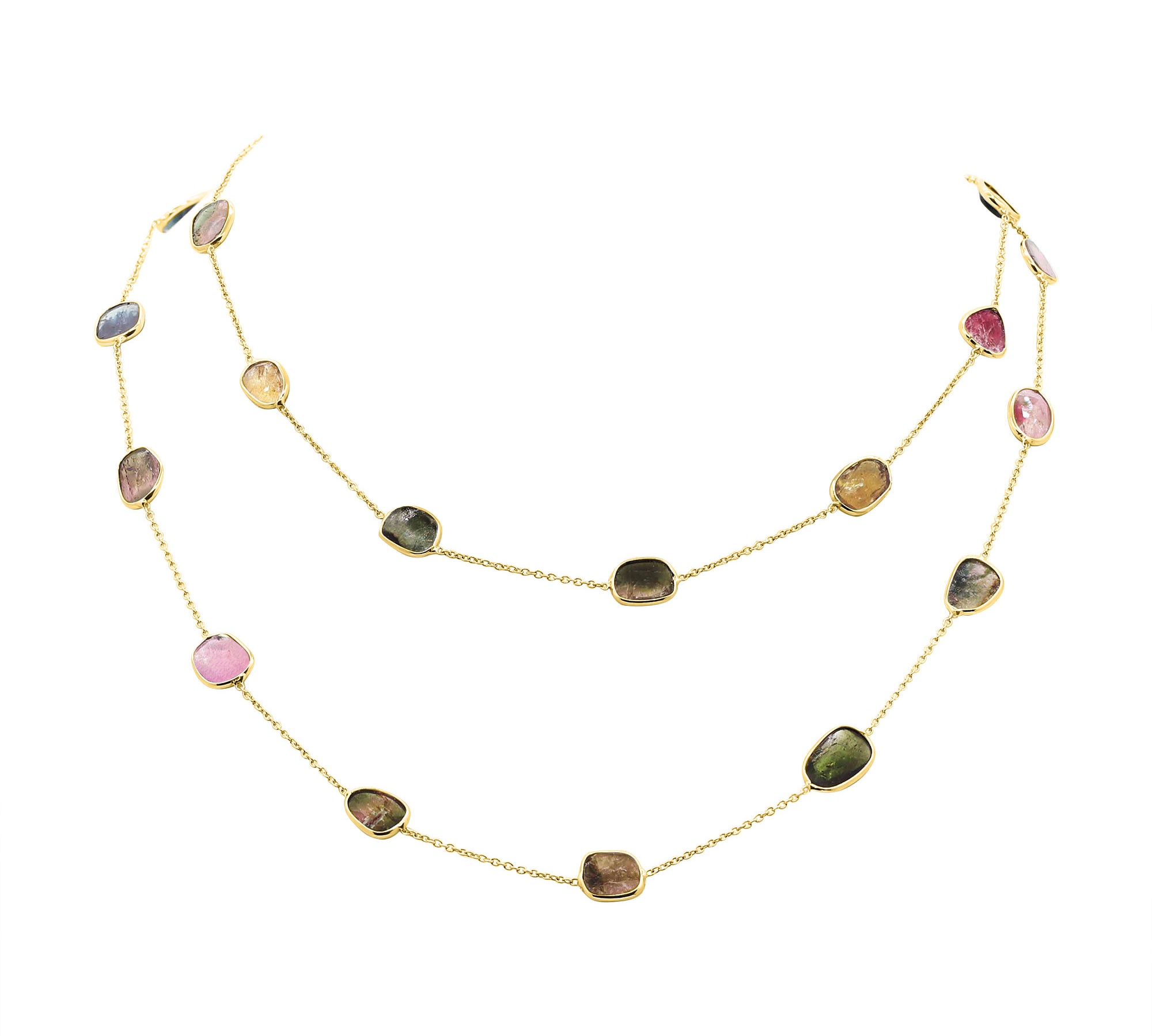 Natural Multi Tourmaline Gemstone 925 Sterling Silver Necklace