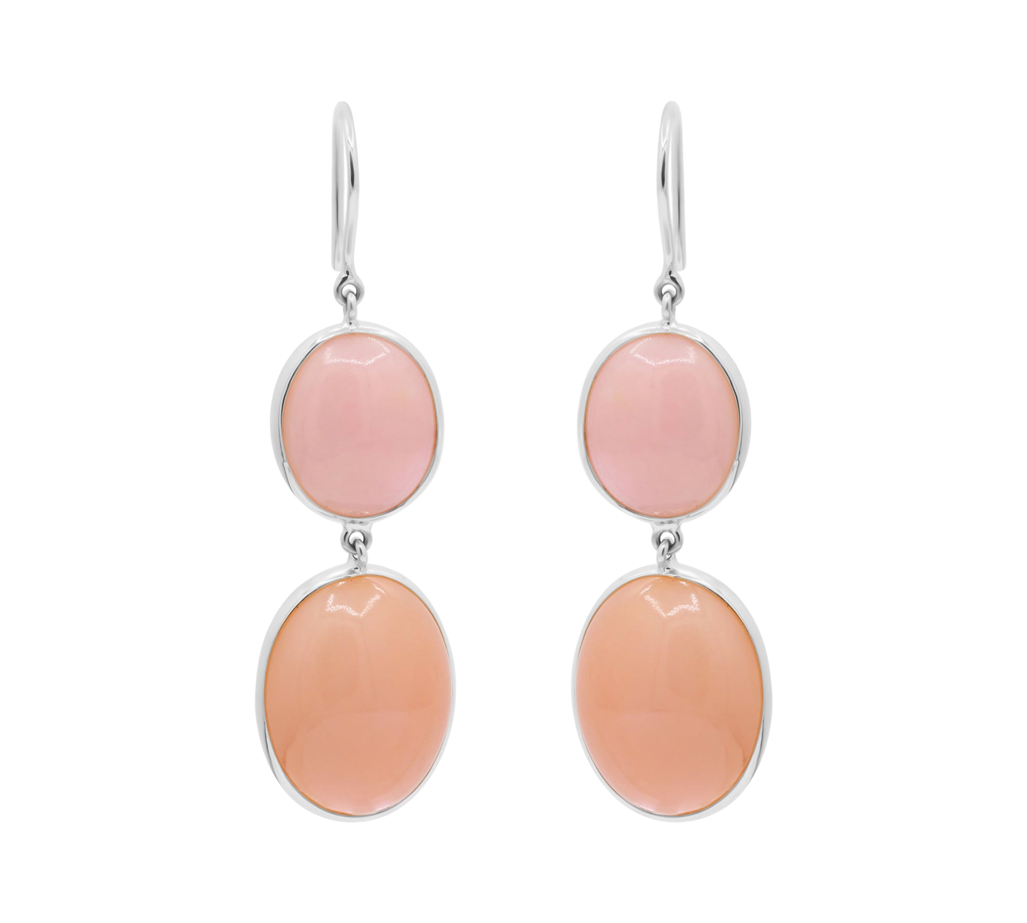 Natural Pink Opal Gemstone 18k Gold Earring