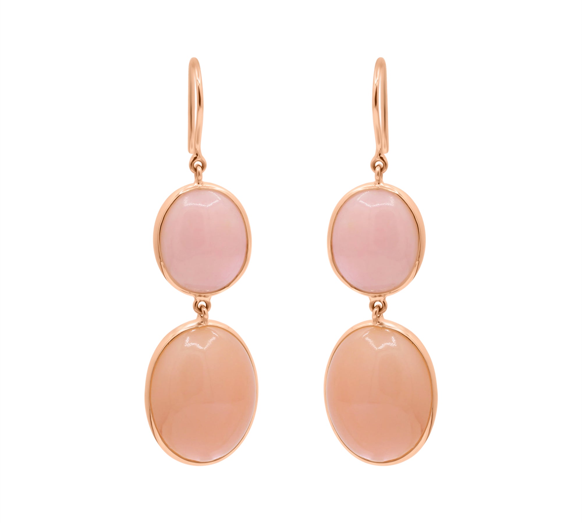 Natural Pink Opal Gemstone 18k Gold Earring