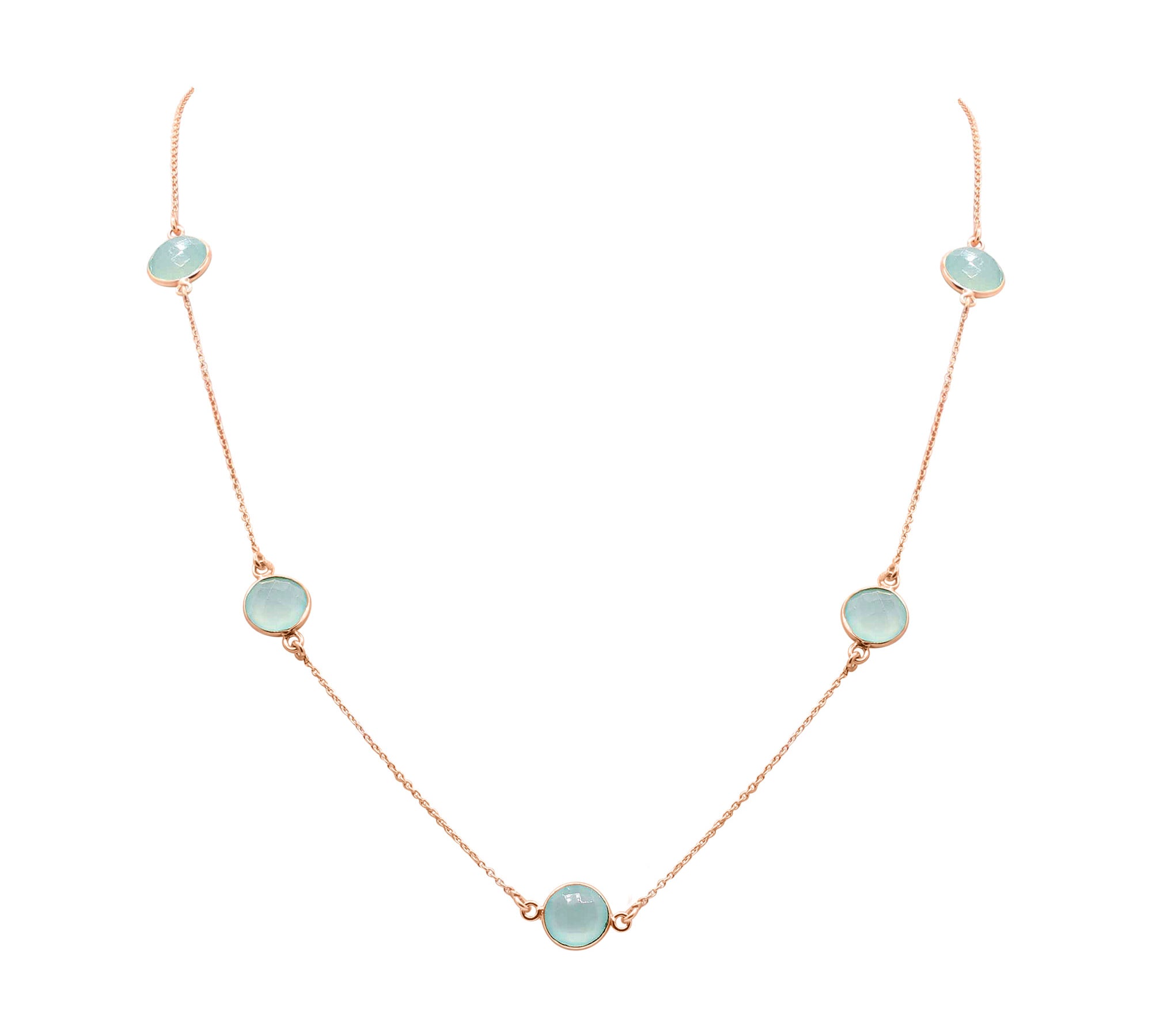 925 Sterling Silver Chalcedony Gold Plated Gemstone Necklace