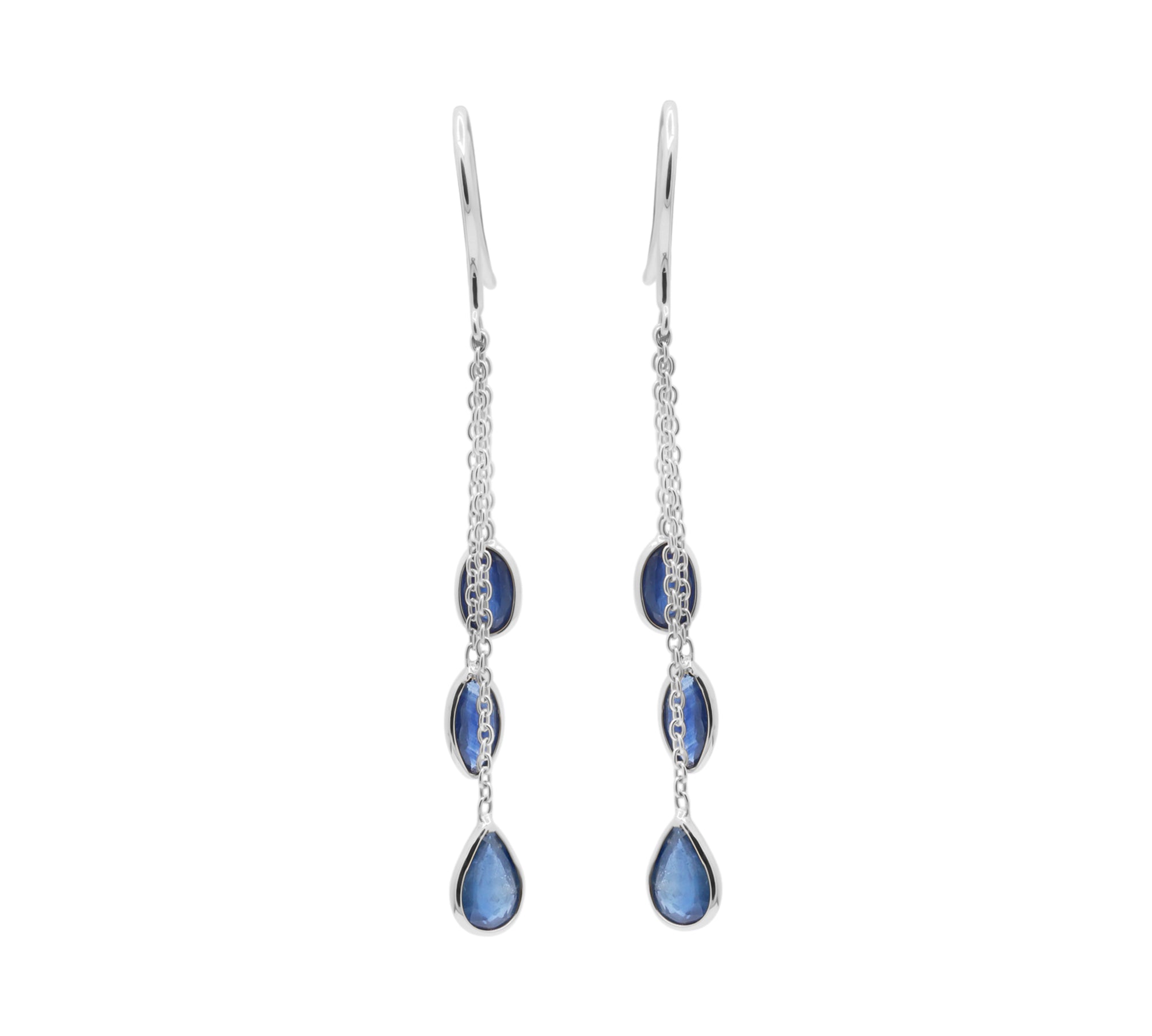 Natural Blue Sapphire Gemstone 18k Gold Earring