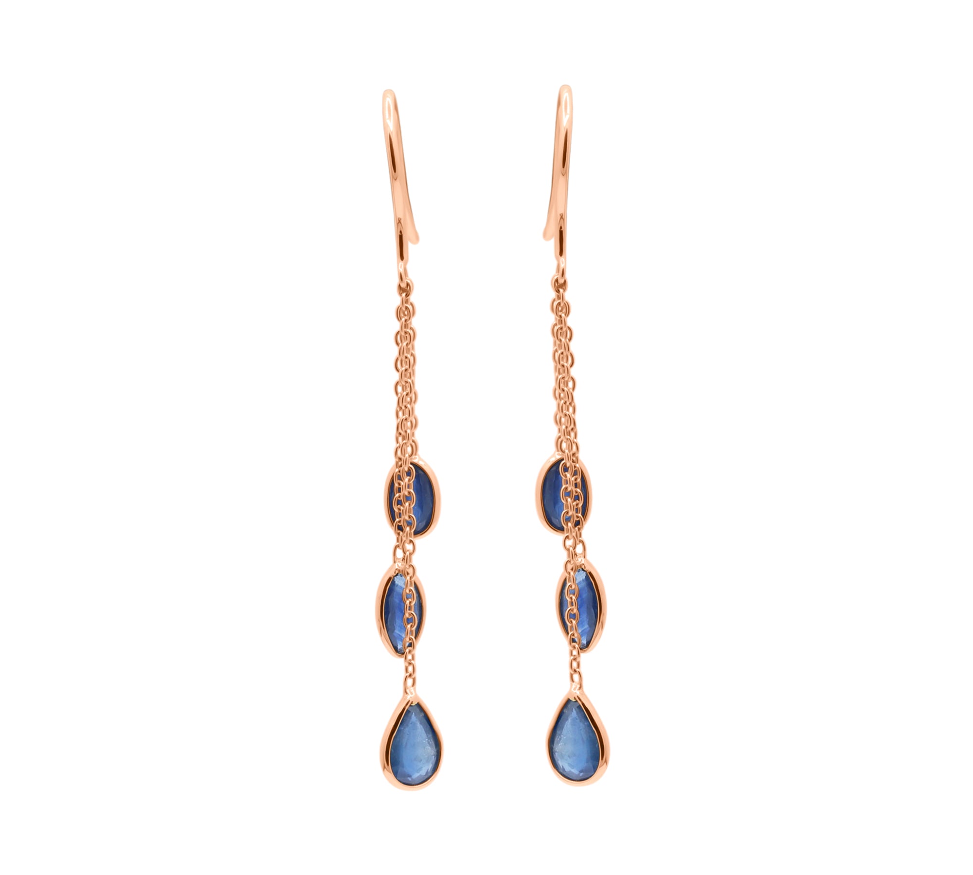 Natural Blue Sapphire Gemstone 18k Gold Earring