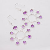 Natural Amethyst Sterling Silver Sunburst Earrings Handmade Chandelier Dangle Earrings