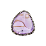 Natural Amethyst Gemstone and Diamond 925 Sterling Silver Gold Plated Ring