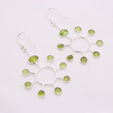 Natural Peridot Sunburst Drop Earrings 925 Sterling Silver Statement Dangle Earrings