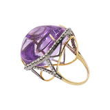 Natural Amethyst Gemstone and Diamond 925 Sterling Silver Gold Plated Ring