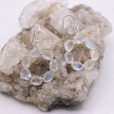 Natural Moonstone Chandelier Earrings in 925 Sterling Silver Boho Statement Drop Earrings
