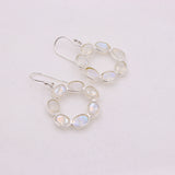 Natural Moonstone Chandelier Earrings in 925 Sterling Silver Boho Statement Drop Earrings
