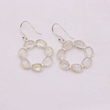 Natural Moonstone Chandelier Earrings in 925 Sterling Silver Boho Statement Drop Earrings