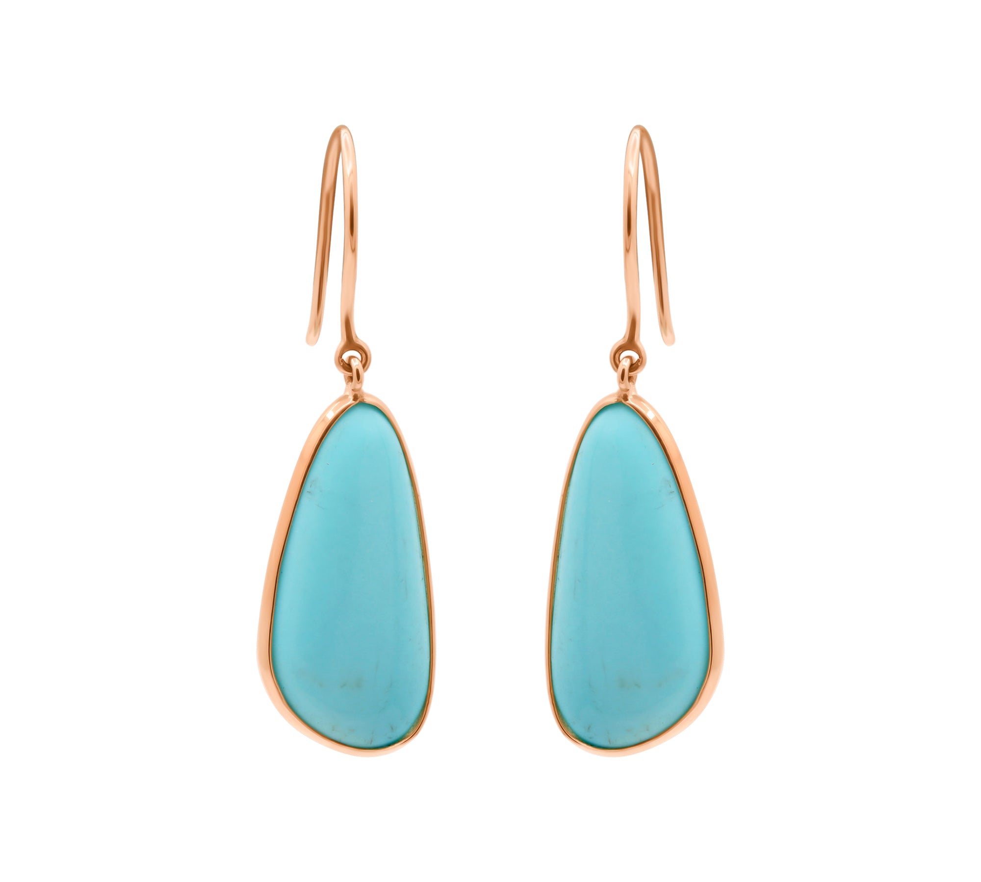 Beautiful Natural Turquoise Gemstone 18k Gold Dangle Earring