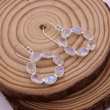 Natural Moonstone Chandelier Earrings in 925 Sterling Silver Boho Statement Drop Earrings