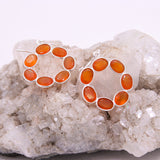 Natural Carnelian Oval Hoop Earrings in 925 Sterling Silver Handmade Gemstone Statement Dangle Earrings