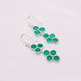 Natural Green Onyx Geometric Cluster Drop Earrings Handmade Sterling Silver Gemstone Dangle Earrings