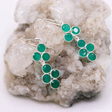 Natural Green Onyx Geometric Cluster Drop Earrings Handmade Sterling Silver Gemstone Dangle Earrings