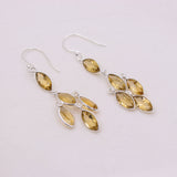 Natural Citrine Drop Earrings in 925 Sterling Silver Marquise Cut Yellow Gemstone Dangle Earrings