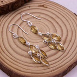 Natural Citrine Drop Earrings in 925 Sterling Silver Marquise Cut Yellow Gemstone Dangle Earrings