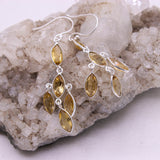 Natural Citrine Drop Earrings in 925 Sterling Silver Marquise Cut Yellow Gemstone Dangle Earrings