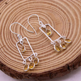 Natural Citrine Chandelier Earrings in 925 Sterling Silver Golden Yellow Gemstone Drop Earrings