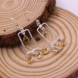 Natural Citrine Chandelier Earrings in 925 Sterling Silver Golden Yellow Gemstone Drop Earrings