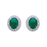 Natural Green Onyx and CZ Stud Earring 925 Sterling Silver Earring Handmade Jewelry.