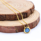 Natural Labradorite Round Pendant Necklace Blue Flash Labradorite Jewelry