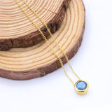 Natural Labradorite Round Pendant Necklace Blue Flash Labradorite Jewelry