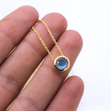 Natural Labradorite Round Pendant Necklace Blue Flash Labradorite Jewelry