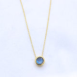 Natural Labradorite Round Pendant Necklace Blue Flash Labradorite Jewelry
