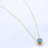 Natural Labradorite Round Pendant Necklace Blue Flash Labradorite Jewelry
