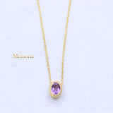 Natural Amethyst Gemstone 925 Silver Gold Plated Necklace