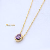 Natural Amethyst Gemstone 925 Silver Gold Plated Necklace