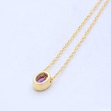 Natural Amethyst Gold Plated Necklace Purple Gemstone Oval Pendant Design