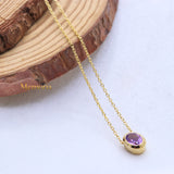 Natural Amethyst Gemstone 925 Silver Gold Plated Necklace