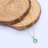 Natural Sky Blue Topaz Necklace Gold Plated Minimal Pendant Handmade Jewelry
