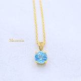 Natural Blue Topaz Gemstone 925 Silver Gold Plated Necklace