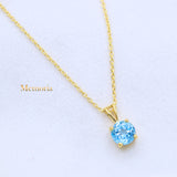 Natural Blue Topaz Gemstone 925 Silver Gold Plated Necklace