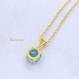 Natural Blue Topaz Gemstone 925 Silver Gold Plated Necklace