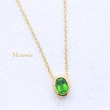 Natural Green Topaz Gemstone 925 Silver Gold Plated Necklace