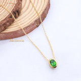 Natural Green Topaz Gemstone 925 Silver Gold Plated Necklace