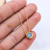 Natural Labradorite Gemstone 925 Silver Gold Plated Necklace